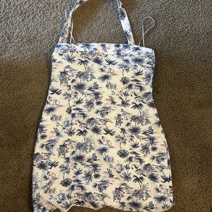 Abercrombie Halter Dress Blue and White Size Large